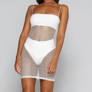 White mesh fishnet bikini dress. NEW without tags.